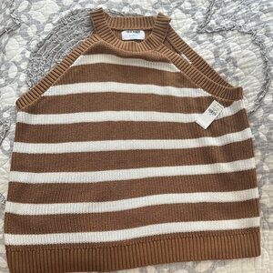 Old Navy Brown and White Striped Tank Top